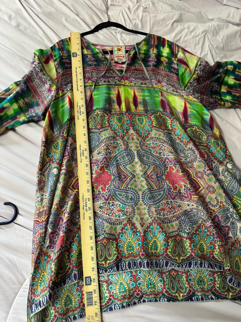 Johnny Was Silk Mix Print Oversized Tunic Blouse XL Boho Ikat Paisley boho - Picture 4 of 8